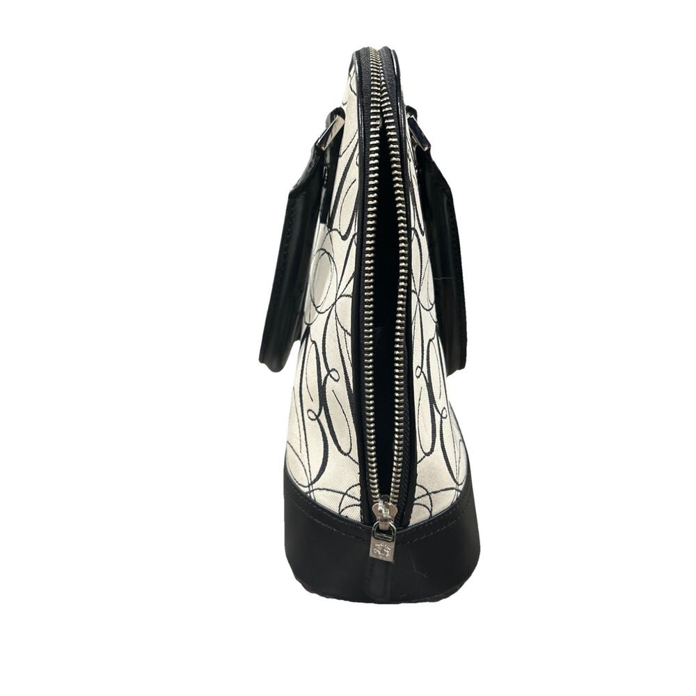 Brooks Brother Genuine Leather And Canvas Bag With Zipper And Swirling Pattern - Picture 4 of 15